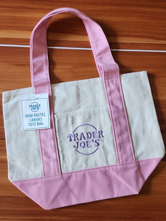 Trader Joe'S Handbags - Trader Joe's Mini Pink Pastel Canvas Tote Bag Spring 2025